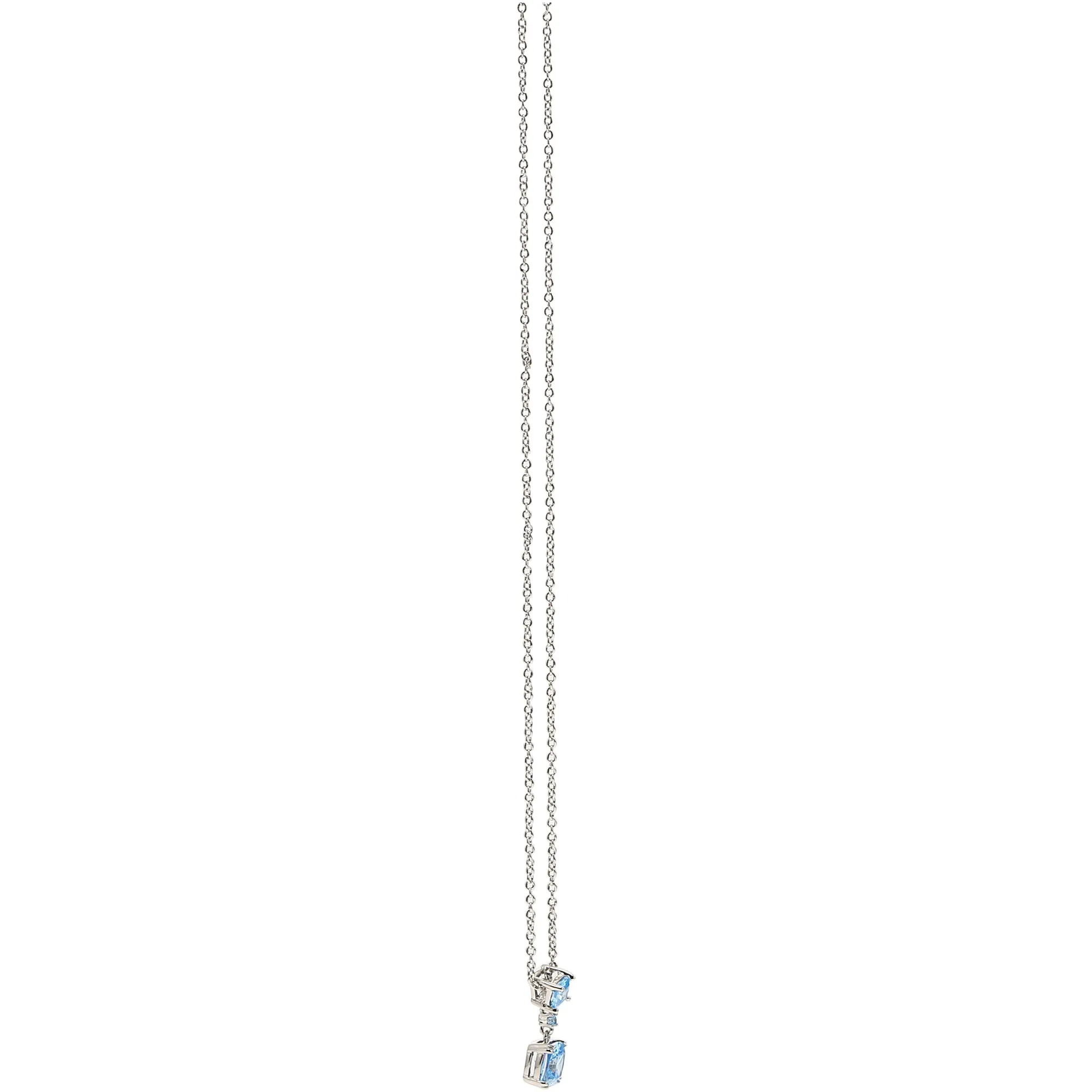 Sister Blue Topaz 16.5"-18.5" White Gold Plated Necklace with Cubic Zirconia Stones