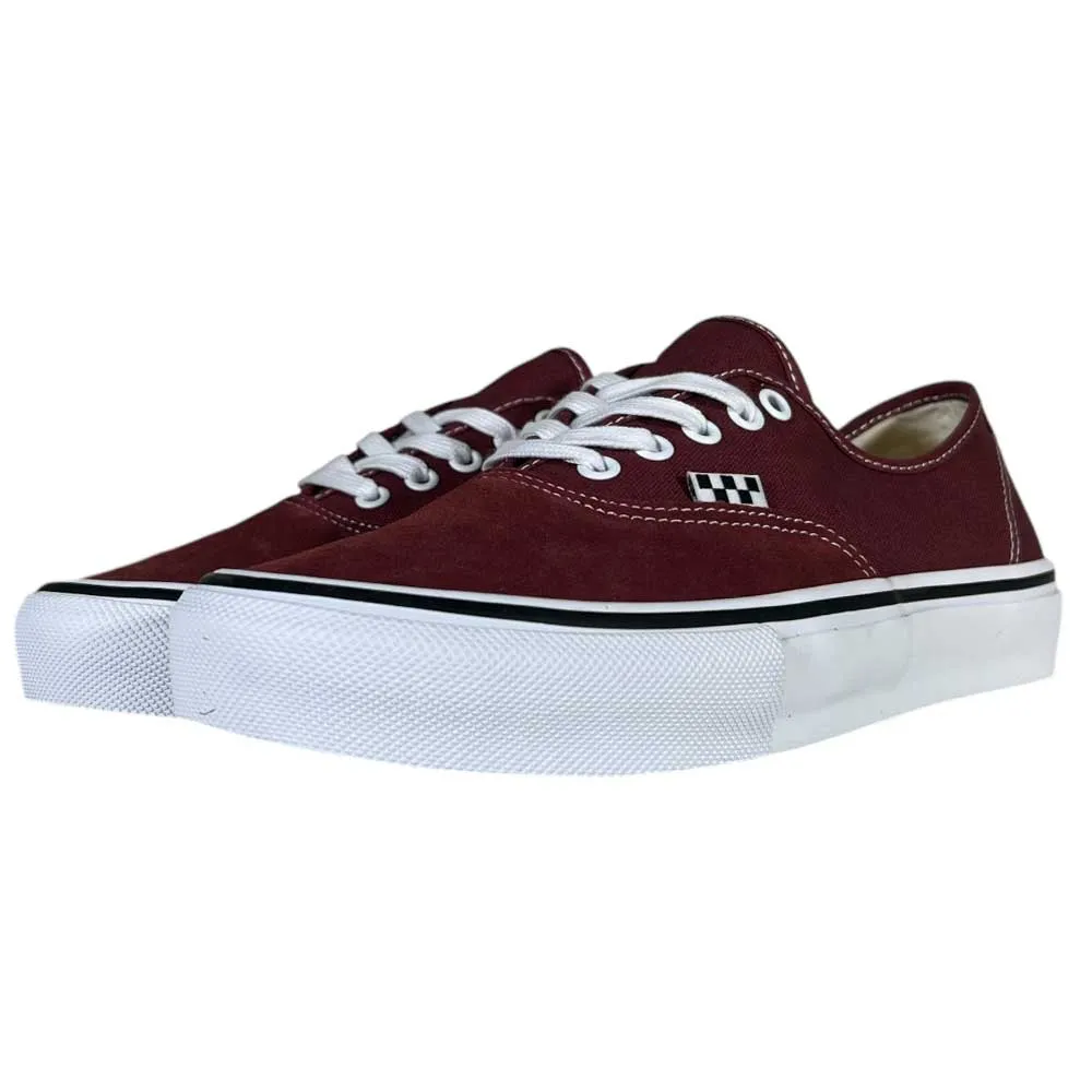 Skate Authentic Burgundy White Vans Suede and Canvas Skateboarding Shoes