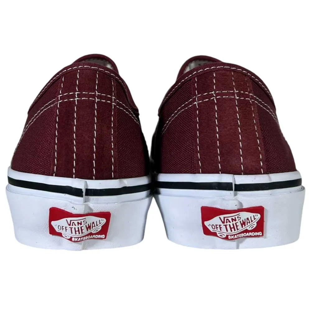 Skate Authentic Burgundy White Vans Suede and Canvas Skateboarding Shoes