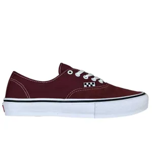 Skate Authentic Burgundy White Vans Suede and Canvas Skateboarding Shoes