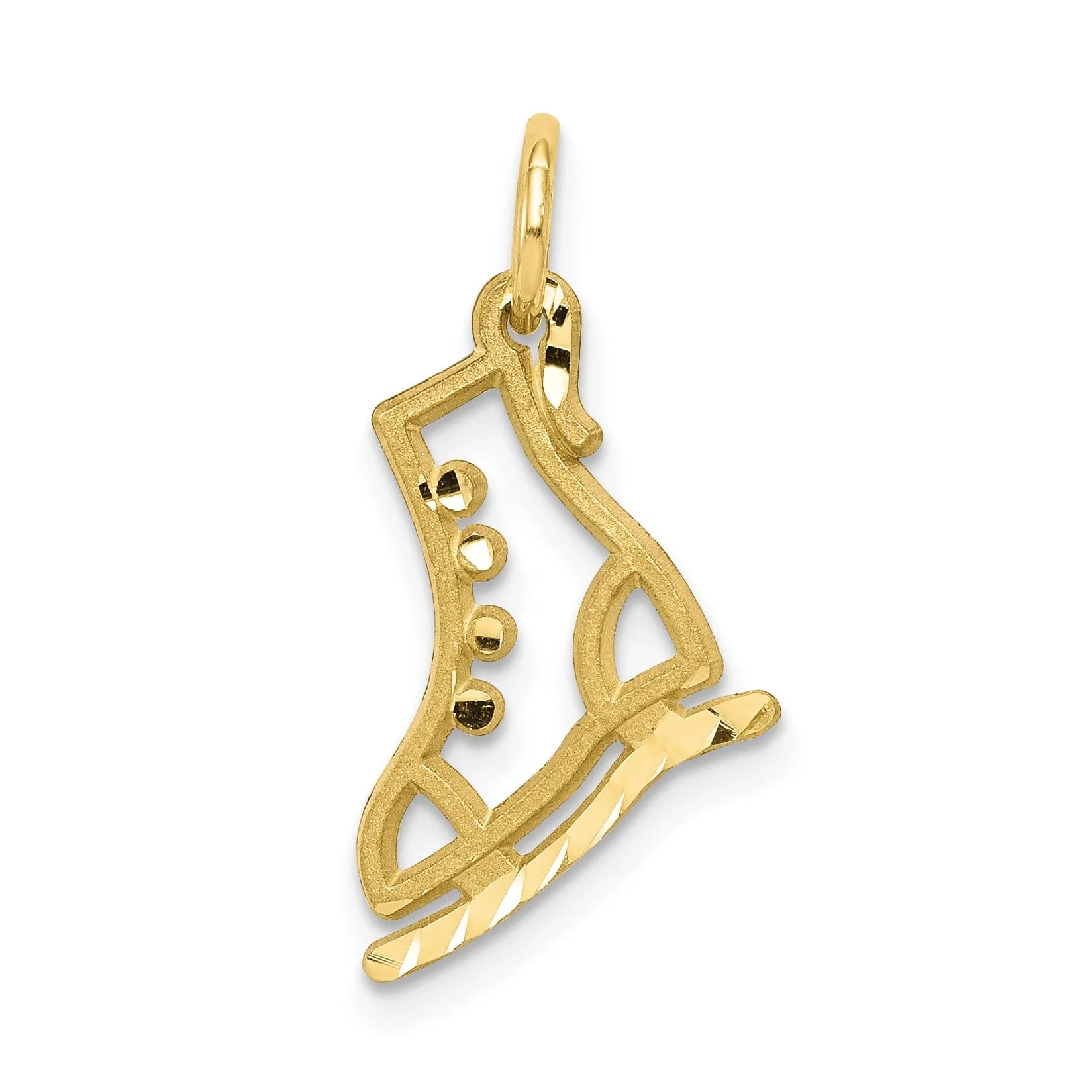 Solid 10k Yellow Gold Ice Skate Charm Pendant