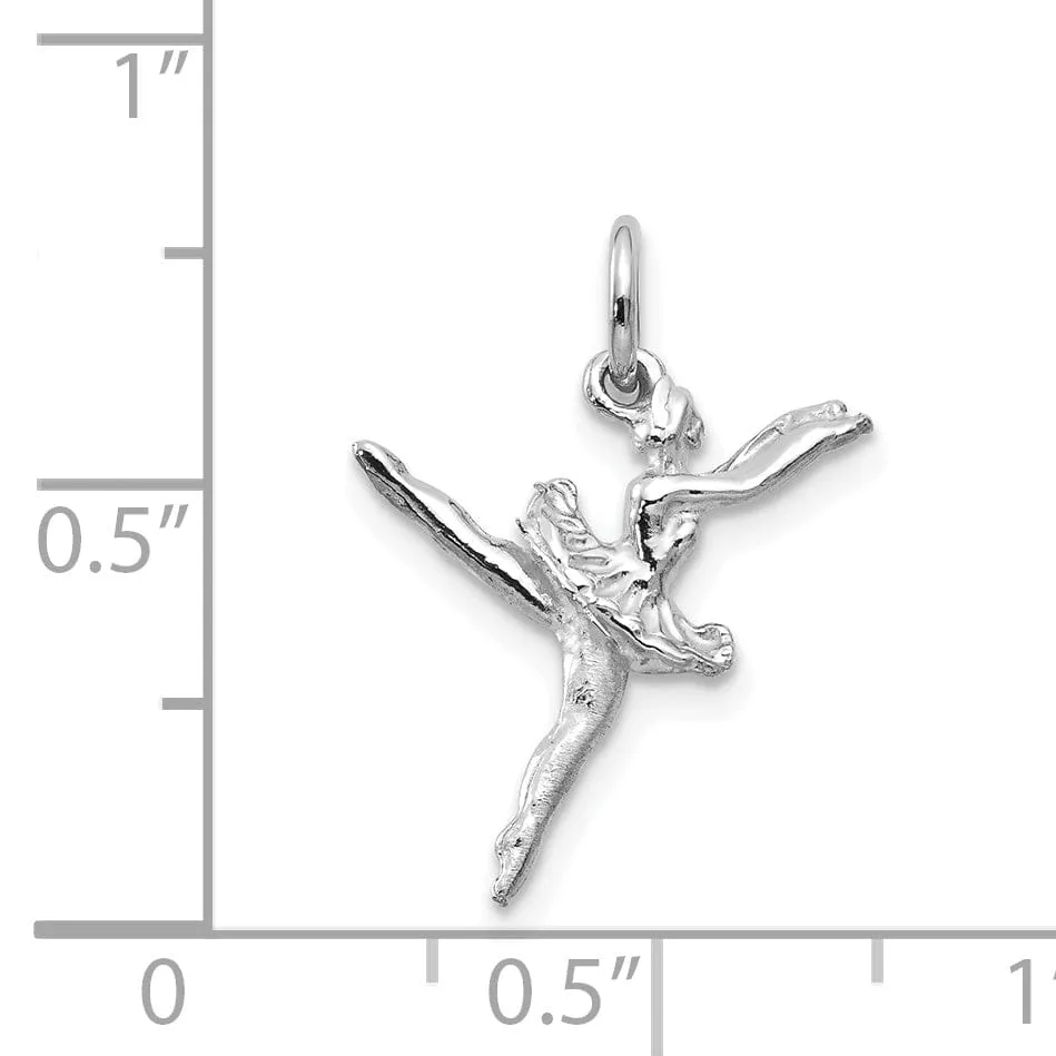 Solid 14k White Gold 3D Ballerina Charm Pendant