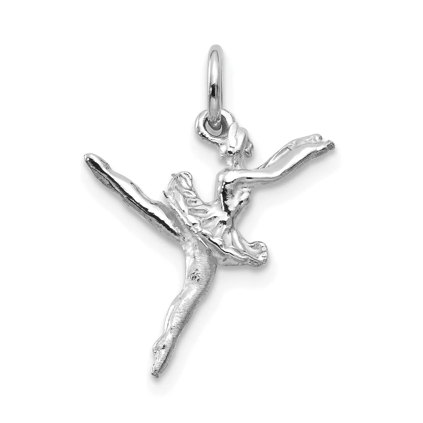 Solid 14k White Gold 3D Ballerina Charm Pendant