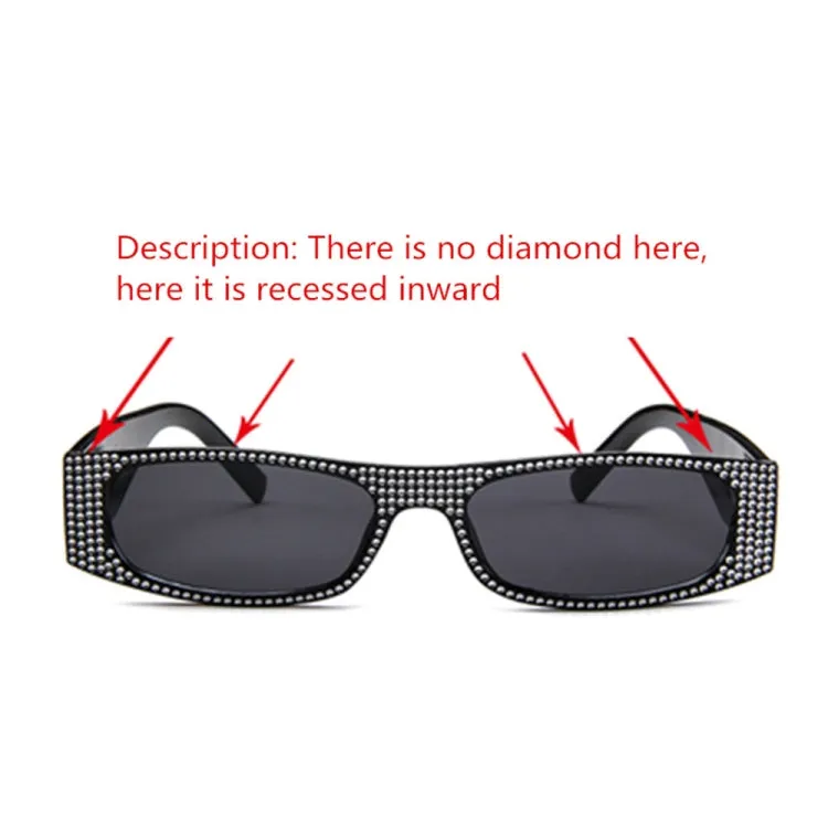 Square Sunglasses Women Imitation Diamond Lasses Fashion UV400 Sunglasses(C2)