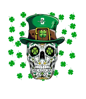 St. Pattys Collection Black T-Shirt (St pattys cool skeleton)