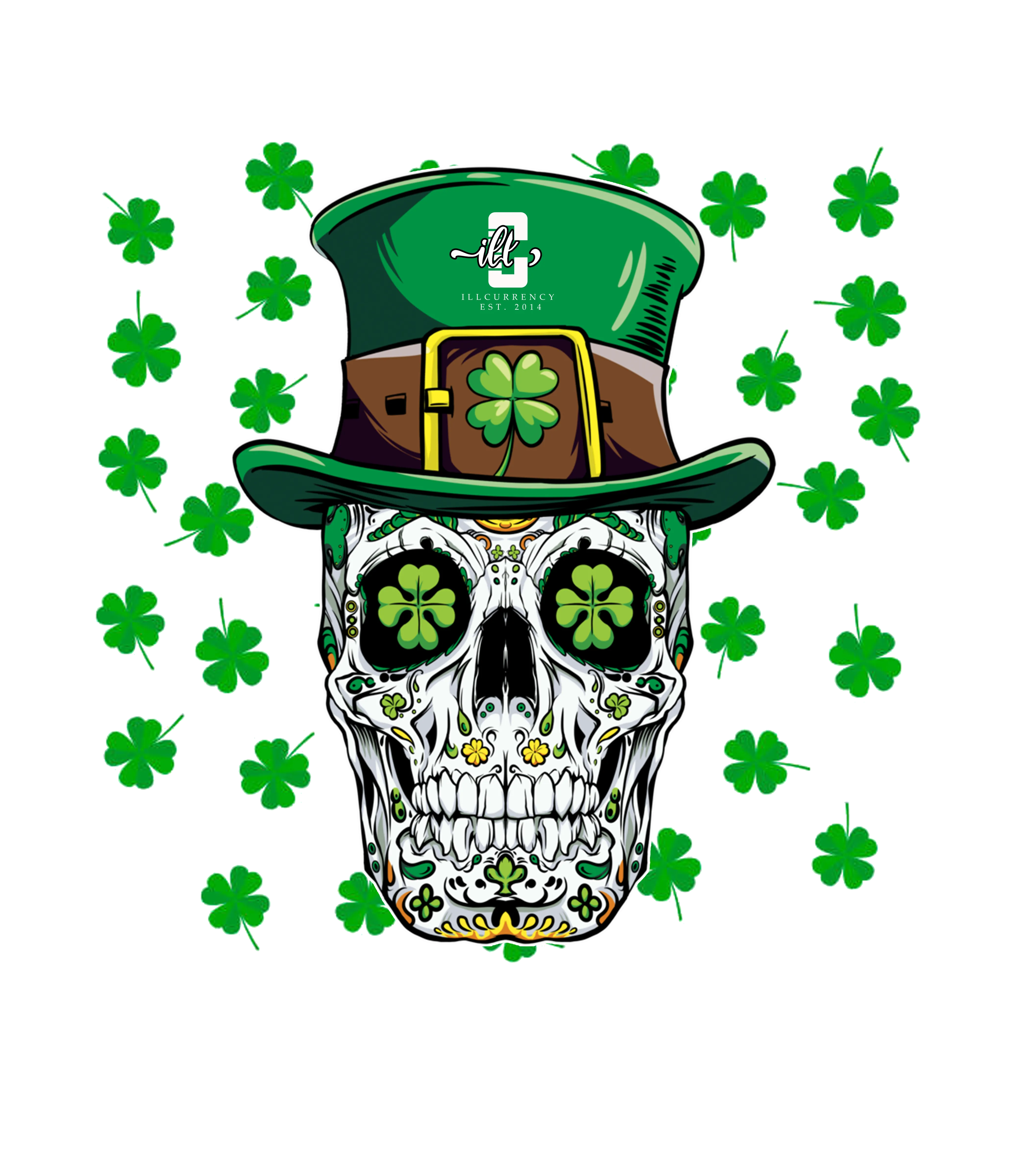 St. Pattys Collection Black T-Shirt (St pattys cool skeleton)