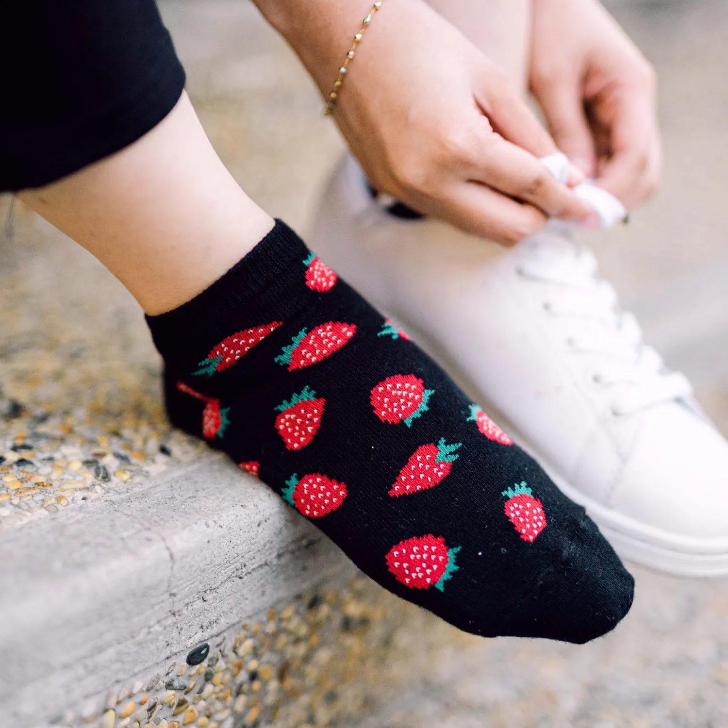 Strawberry Printed Ankle Socks