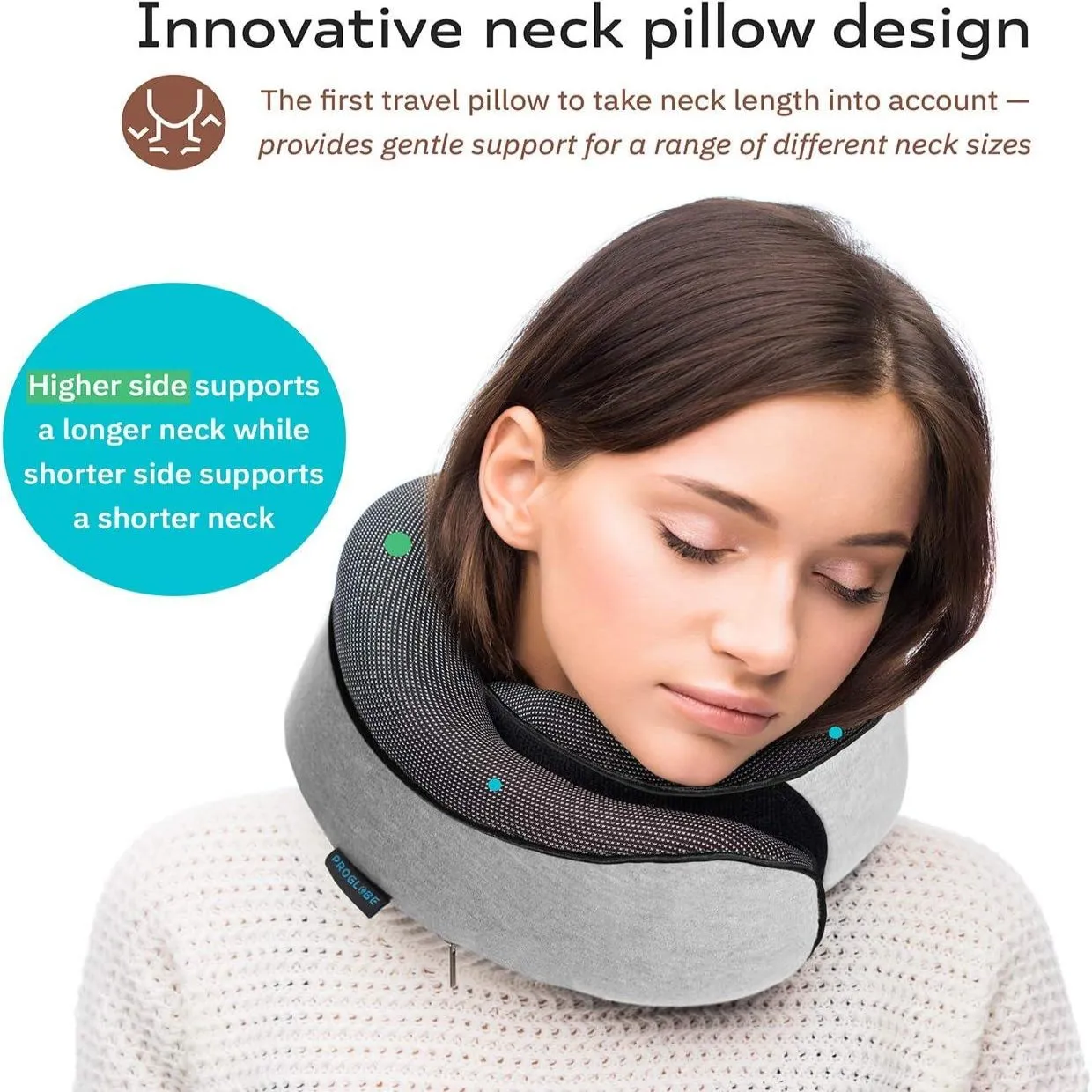 Travel Pillow 100% Pure Memory Foam Neck Pillow, Grey