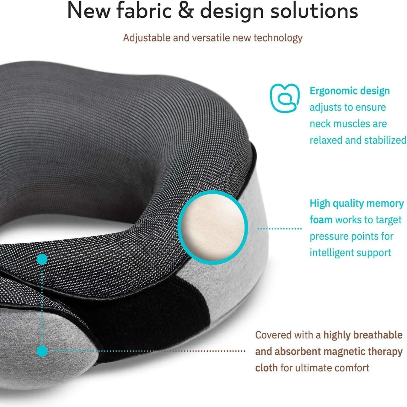 Travel Pillow 100% Pure Memory Foam Neck Pillow, Grey