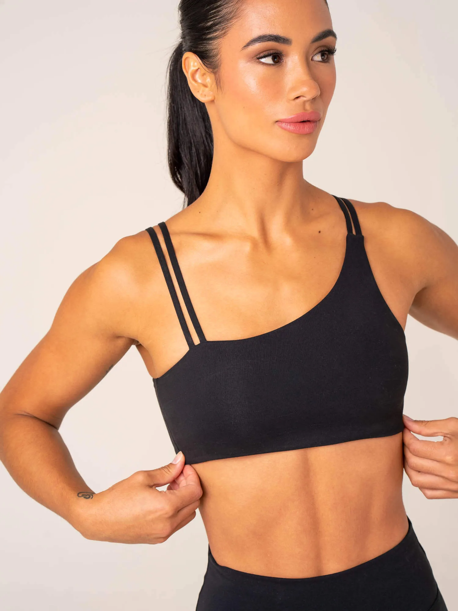 Unstoppable One Shoulder Sports Bra - Black