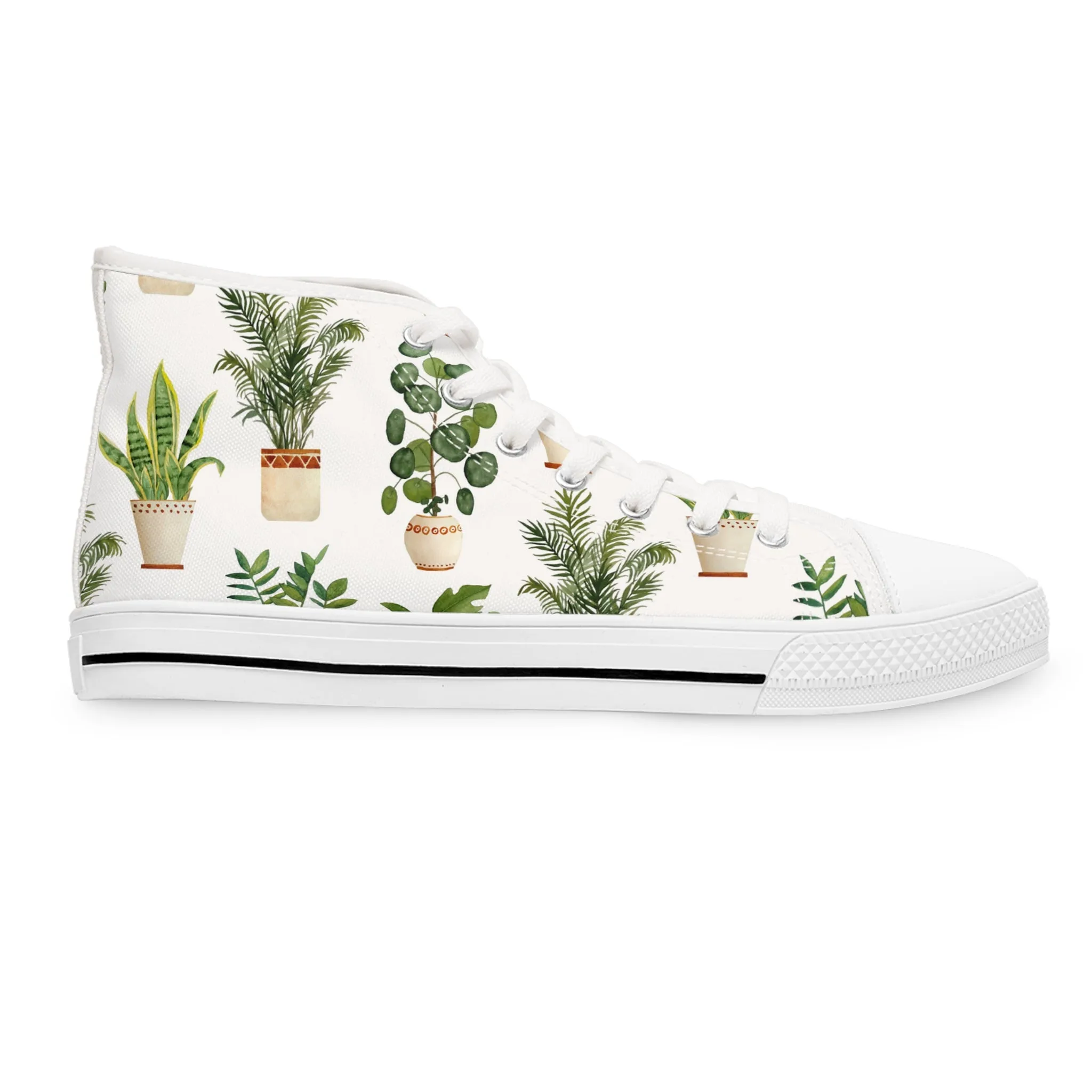 Watercolor Potted Plants Women's High Top Sneakers