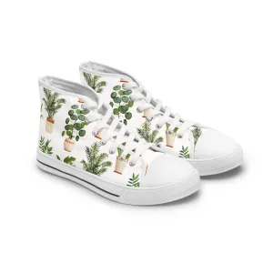 Watercolor Potted Plants Women's High Top Sneakers