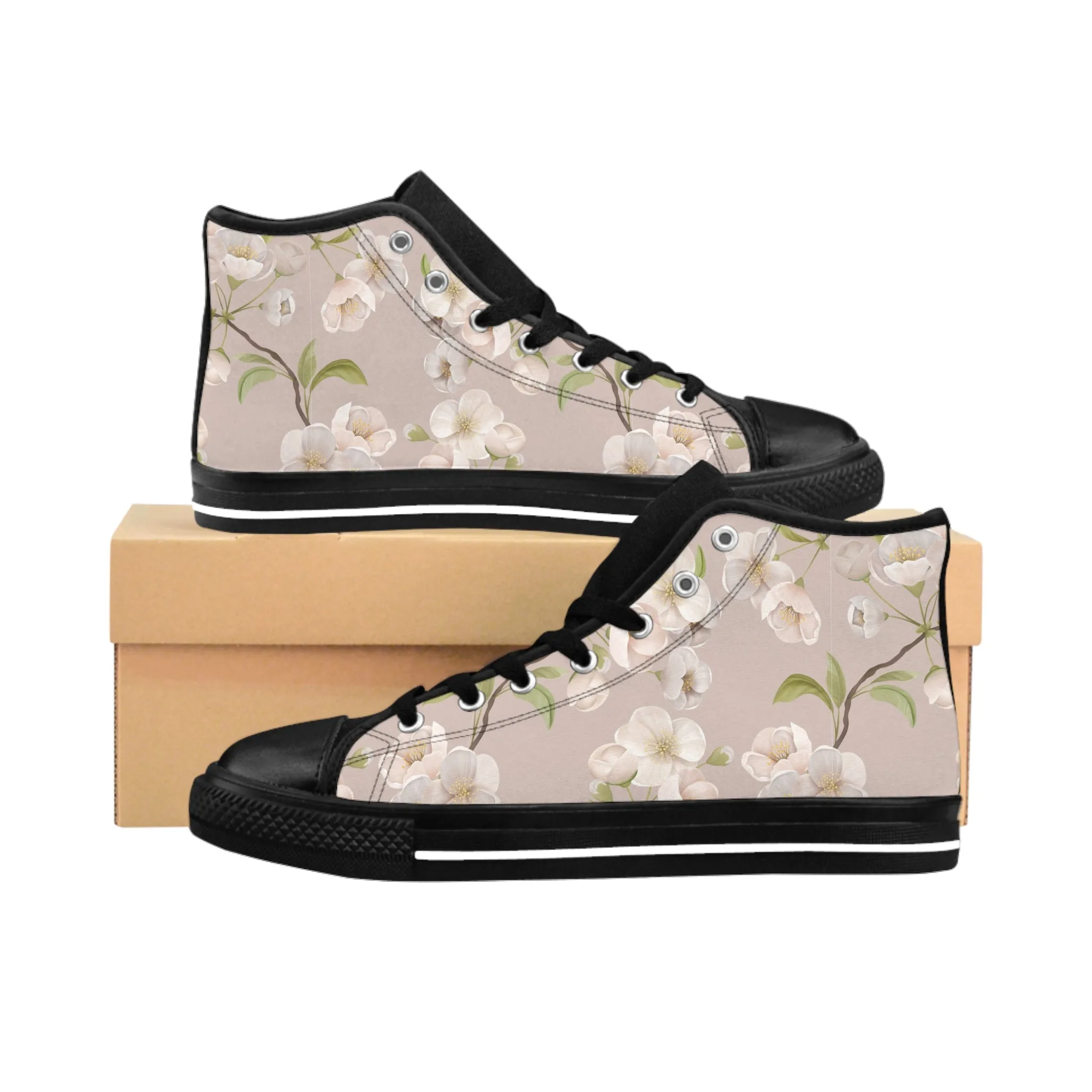 White Cherry Flower Women's Classic Sneakers