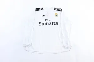 Women's Adidas Embroidered Logo Real Madrid Striped LS Soccer Jersey