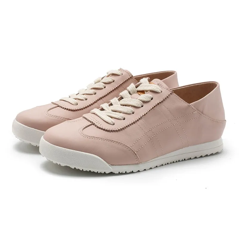 Women's Army Trainer Leather Sneakers - Beige/Gray/Apricot/Black/Pink