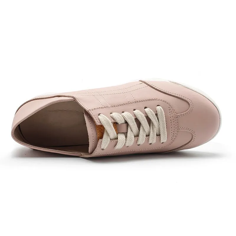 Women's Army Trainer Leather Sneakers - Beige/Gray/Apricot/Black/Pink