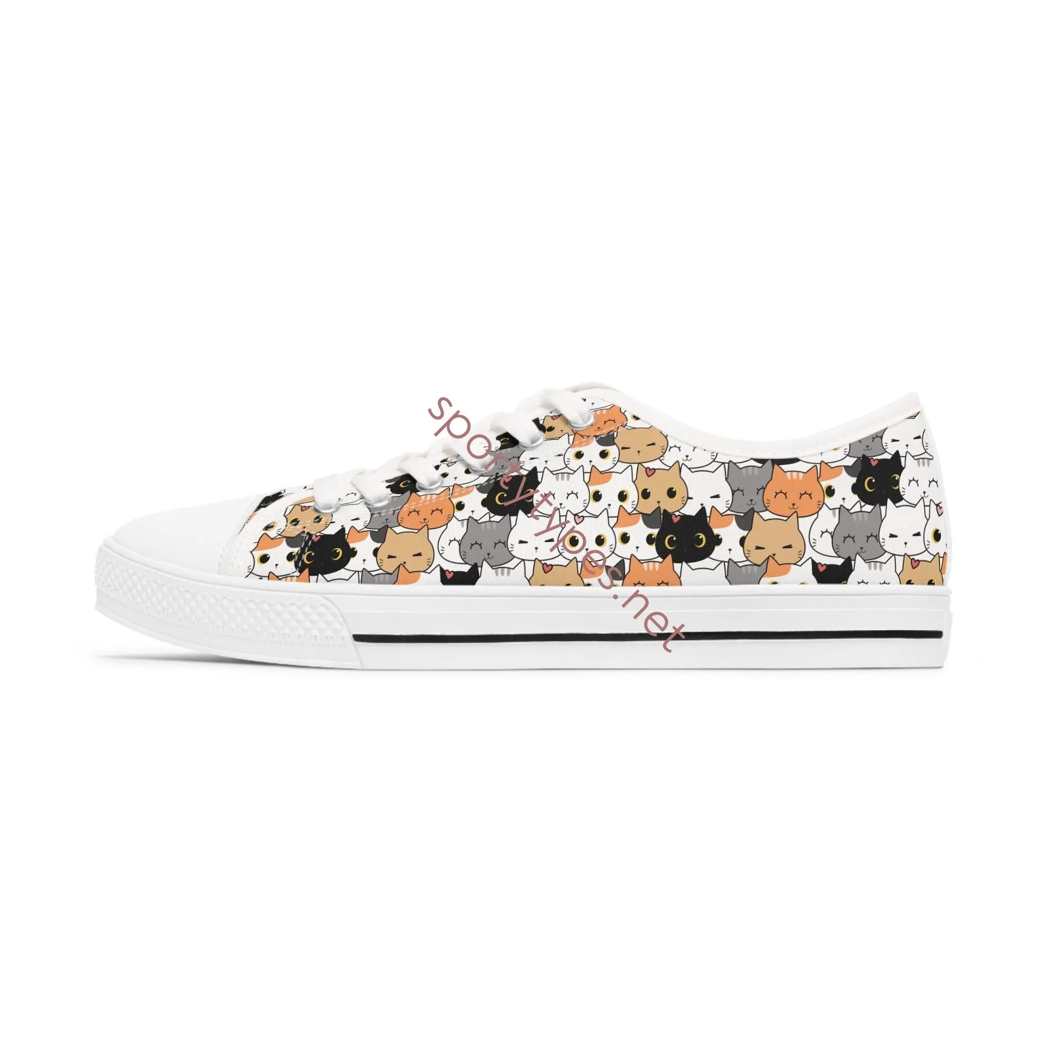 Women's Cat Print Low Top Canvas Sneakers