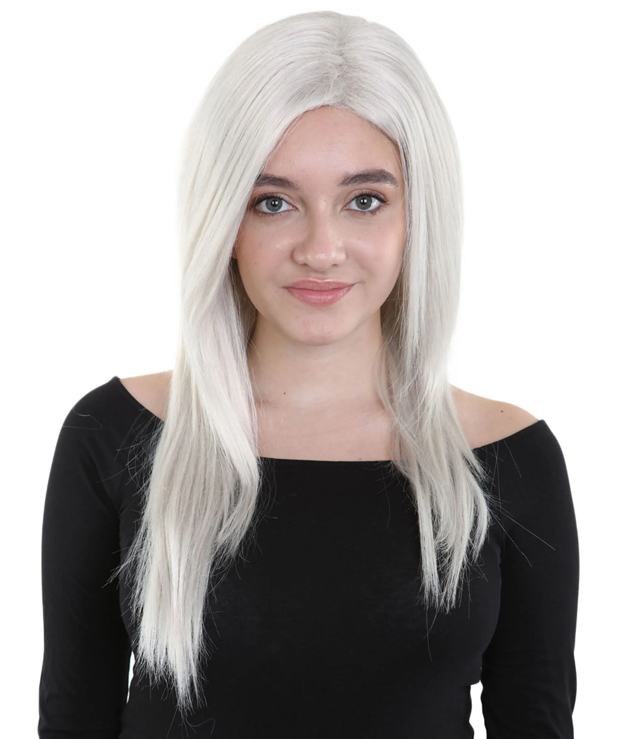 Womens Long Grey Wig | Dolly Fancy Wig | Premium Breathable Capless Cap