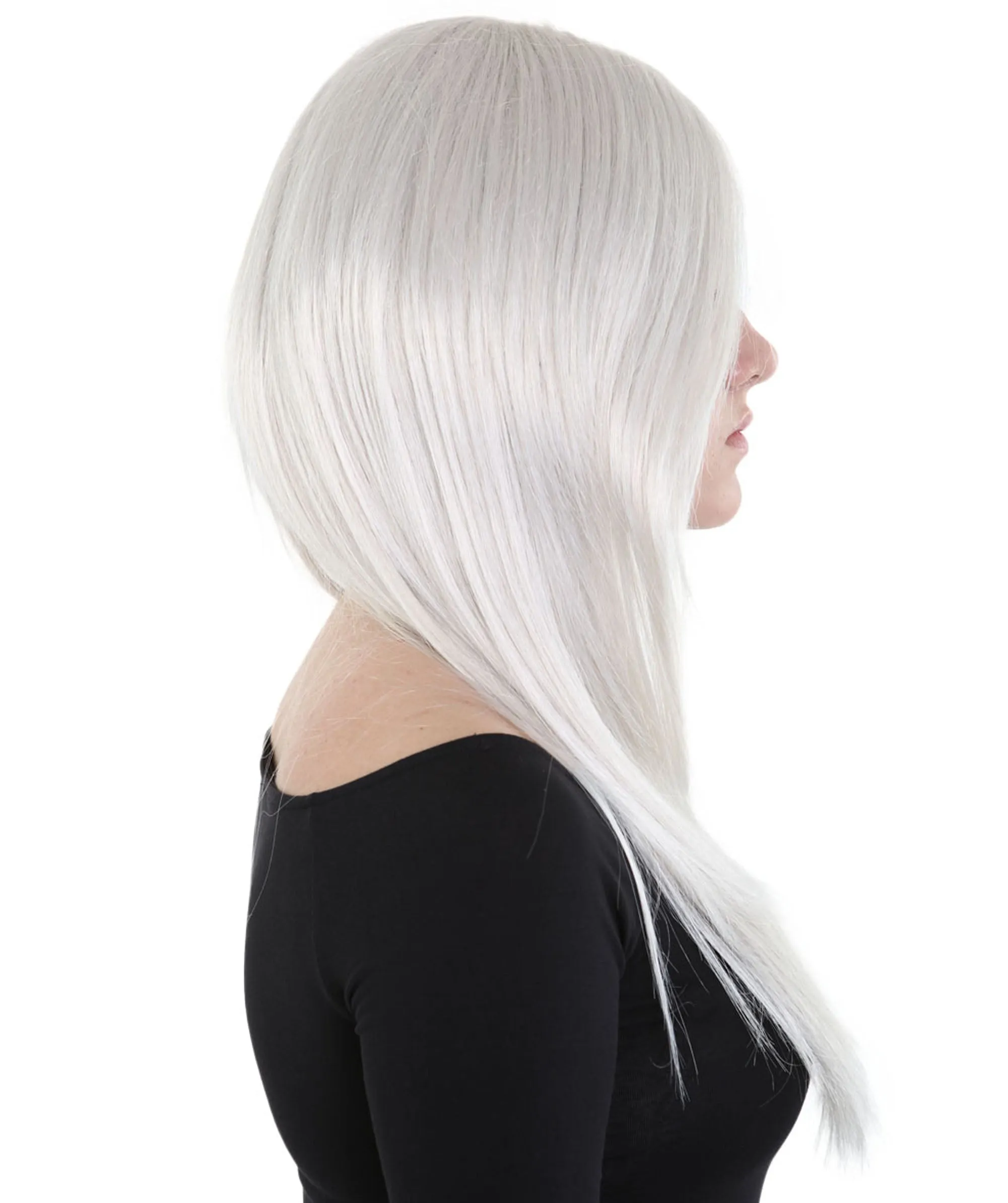 Womens Long Grey Wig | Dolly Fancy Wig | Premium Breathable Capless Cap