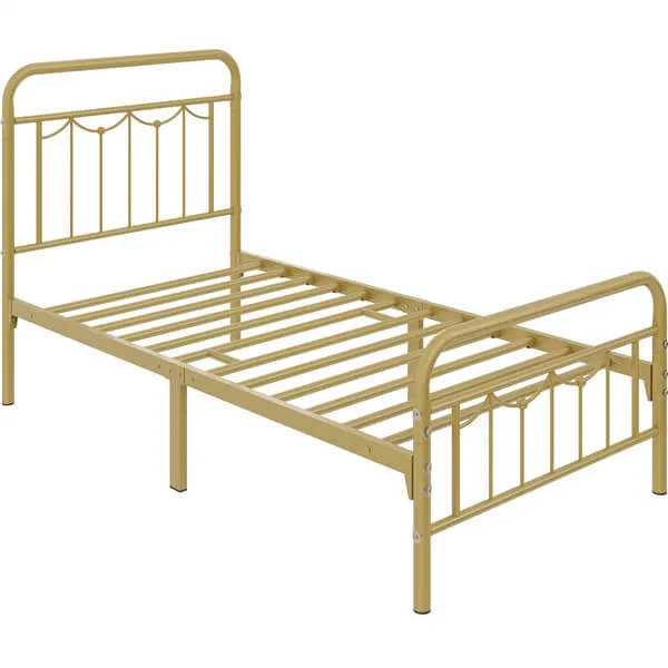 Yaheetech Metal Bed Frame with Vintage Headboard and Footboard