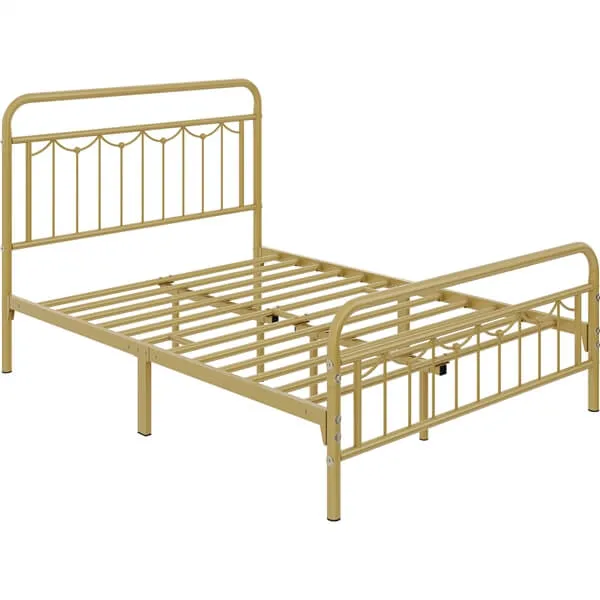 Yaheetech Metal Bed Frame with Vintage Headboard and Footboard