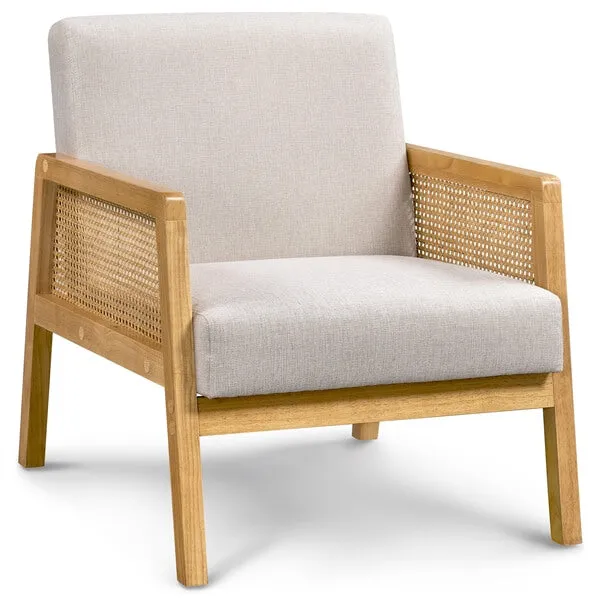 Yaheetech Rattan Armchair with Rattan Armrest and Wood Legs