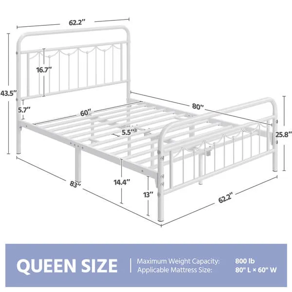 Yaheetech Strong Heavy-Duty Metal Bed Frames