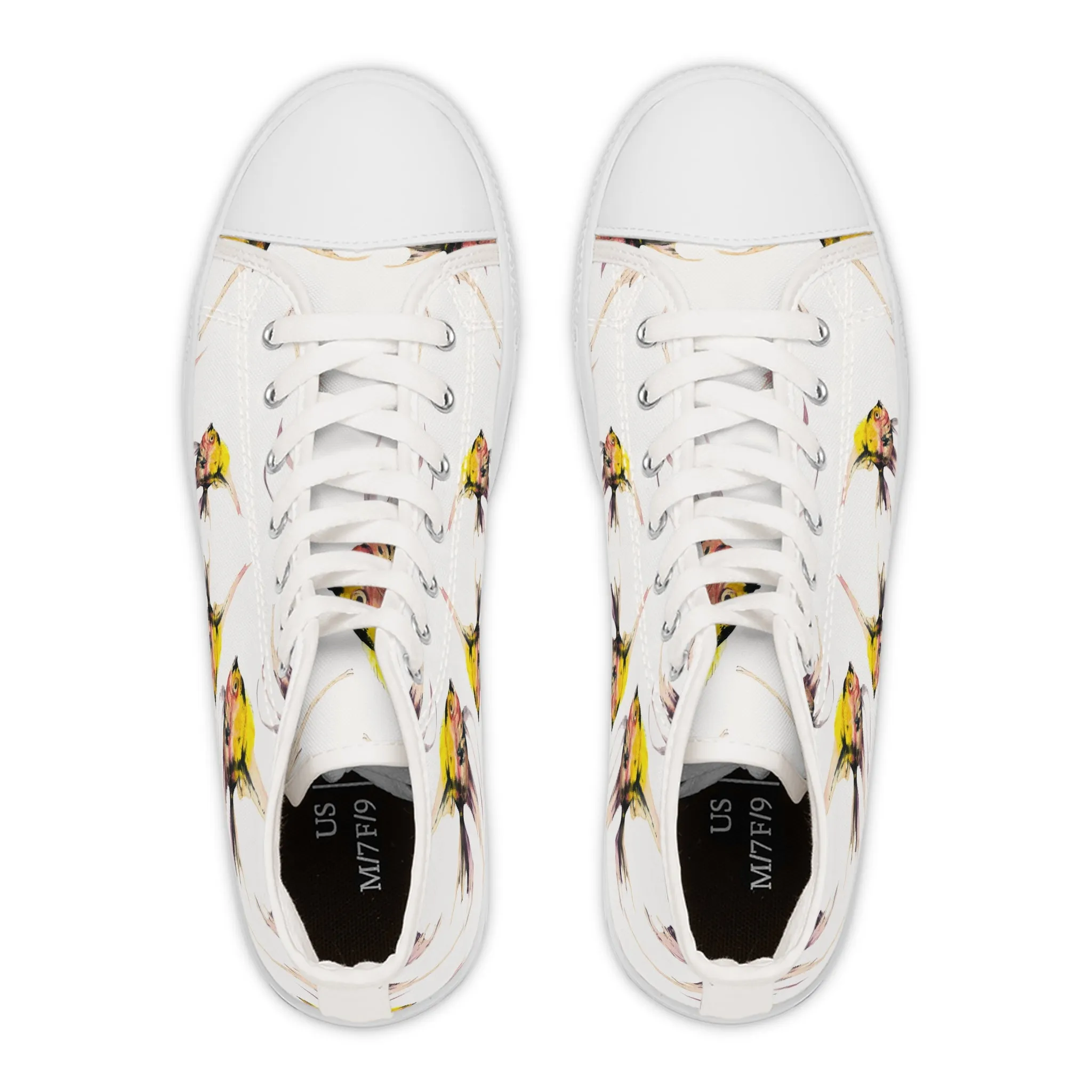 Yellow Tropical Exotic Fish Women's High Top Sneakers