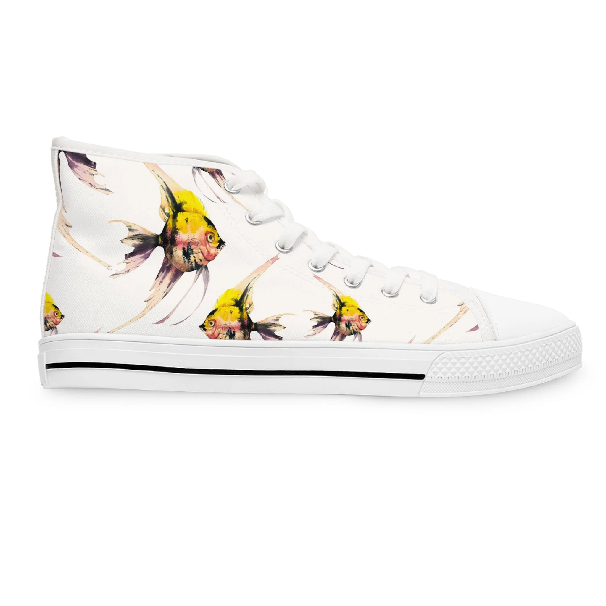 Yellow Tropical Exotic Fish Women's High Top Sneakers